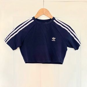 Adidas Embroidered Flowery Back Crop Top